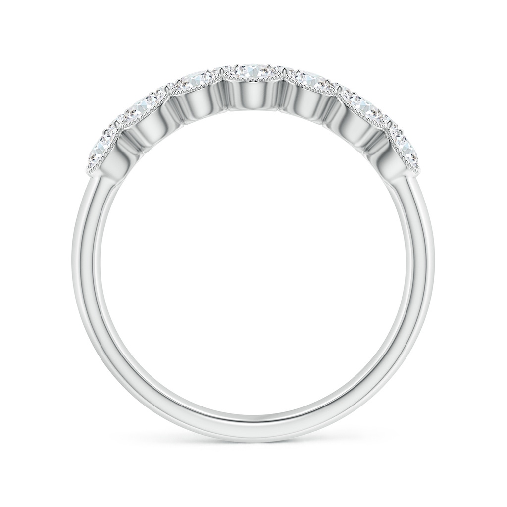 2.8mm GVS2 Round Diamond Bezel-Set Two-Layer Cobblestone Ring in White Gold - side 1