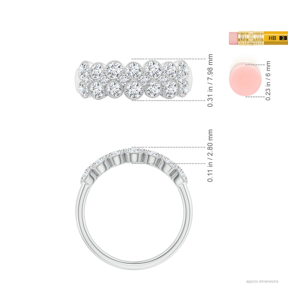 2.8mm GVS2 Round Diamond Bezel-Set Two-Layer Cobblestone Ring in White Gold ruler