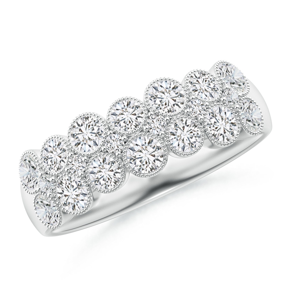 2.8mm HSI2 Round Diamond Bezel-Set Two-Layer Cobblestone Ring in White Gold 