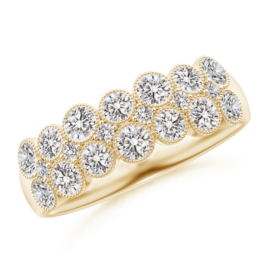 2.8mm IJI1I2 Round Diamond Bezel-Set Two-Layer Cobblestone Ring in Yellow Gold 
