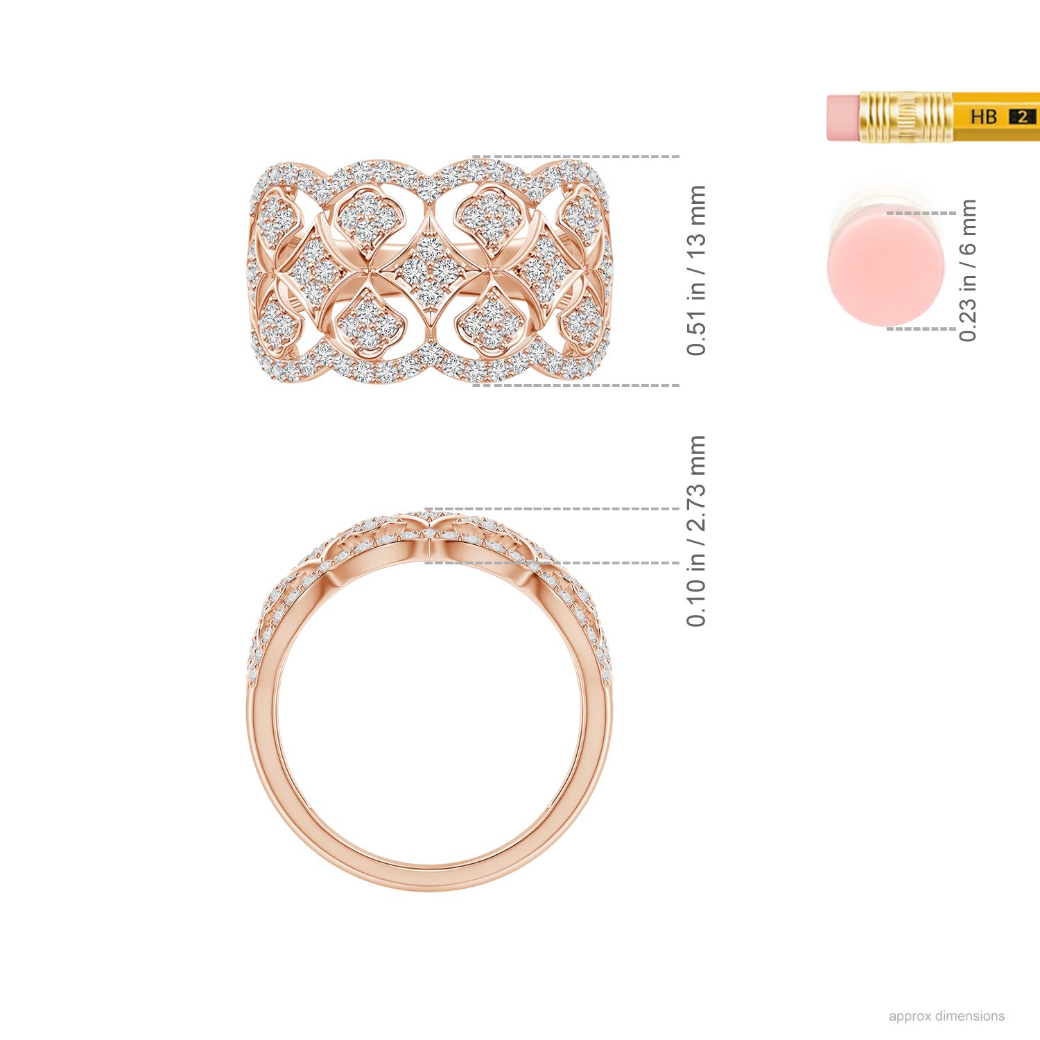 H, SI2 / 0.76 CT / 14 KT Rose Gold