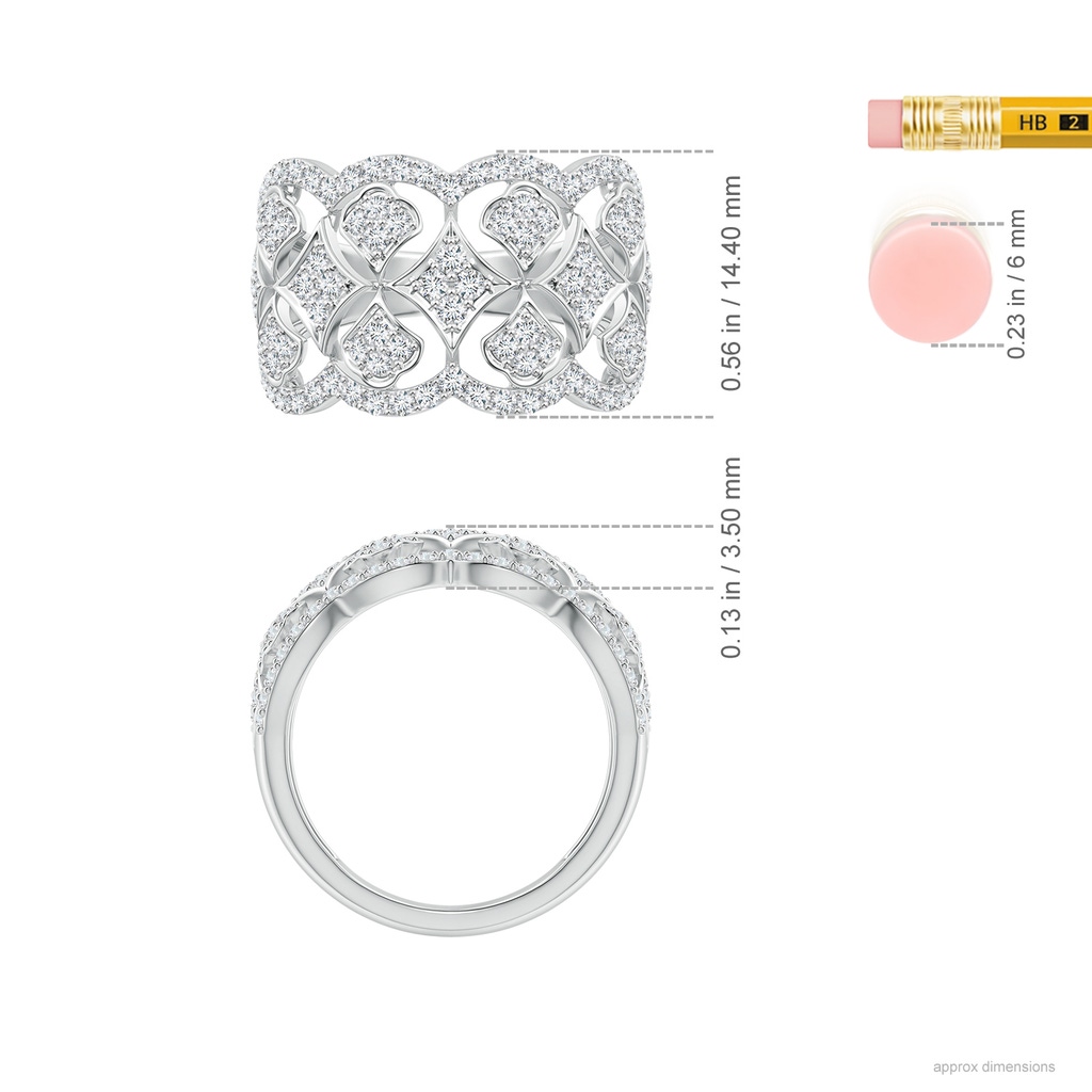 1.45mm GVS2 Art Deco Inspired Diamond Garland Anniversary Ring in White Gold Ruler