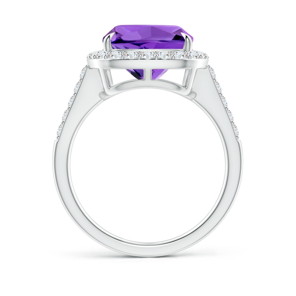 10mm AAAA Claw-Set Cushion Amethyst and Diamond Halo Ring in P950 Platinum - side_1