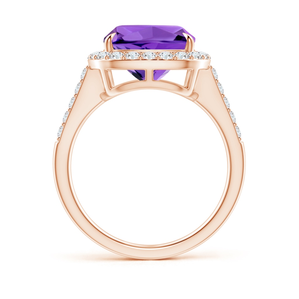 10mm AAAA Claw-Set Cushion Amethyst and Diamond Halo Ring in Rose Gold - side_1