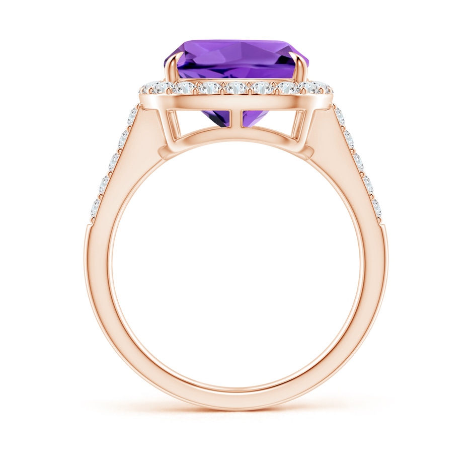 10mm AAAA Claw-Set Cushion Amethyst and Diamond Halo Ring in Rose Gold side-1