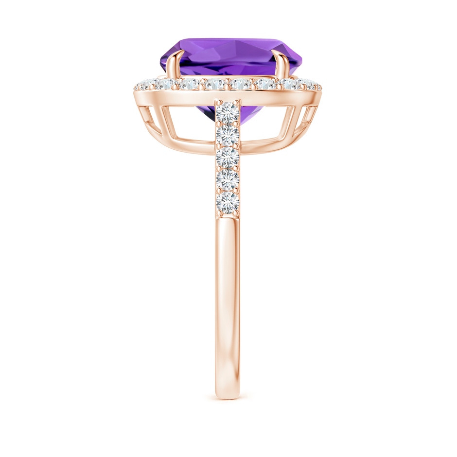 10mm AAAA Claw-Set Cushion Amethyst and Diamond Halo Ring in Rose Gold side-2