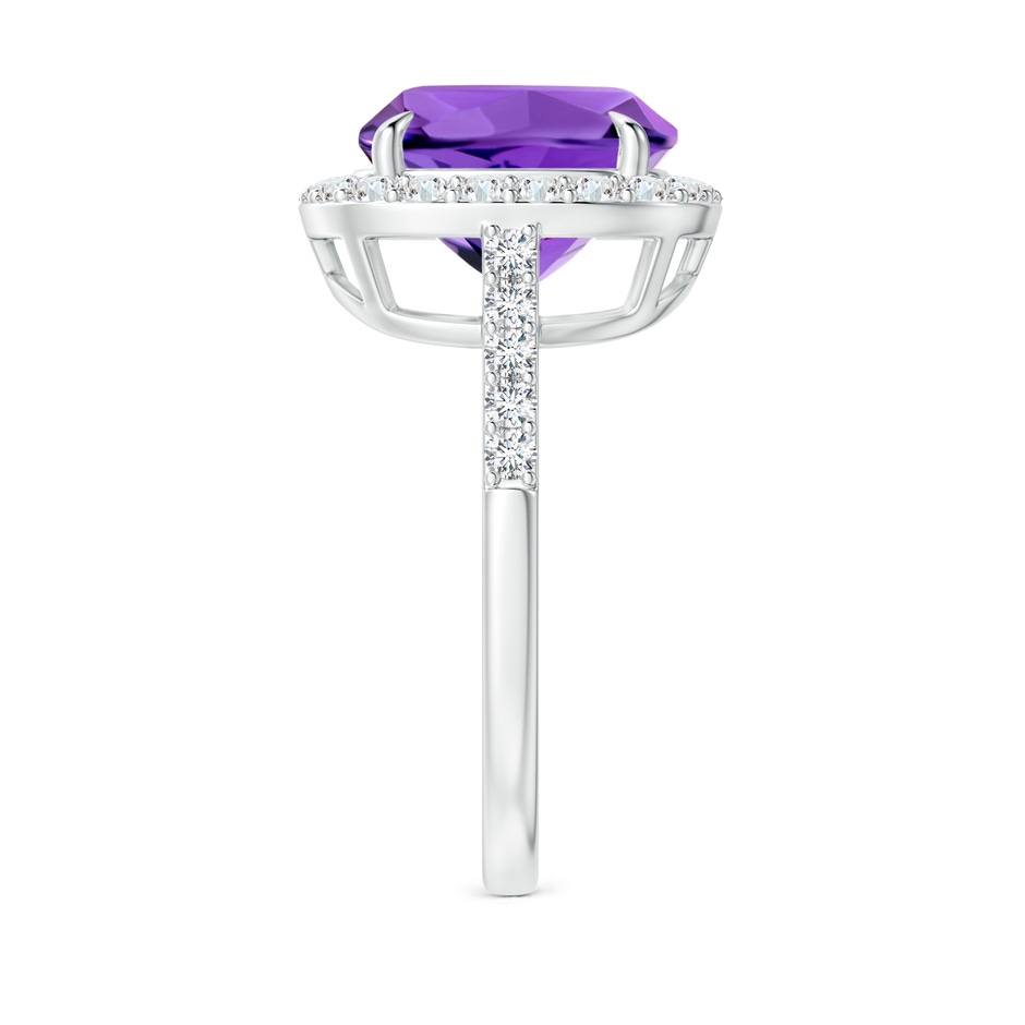 10mm AAAA Claw-Set Cushion Amethyst and Diamond Halo Ring in White Gold side-2