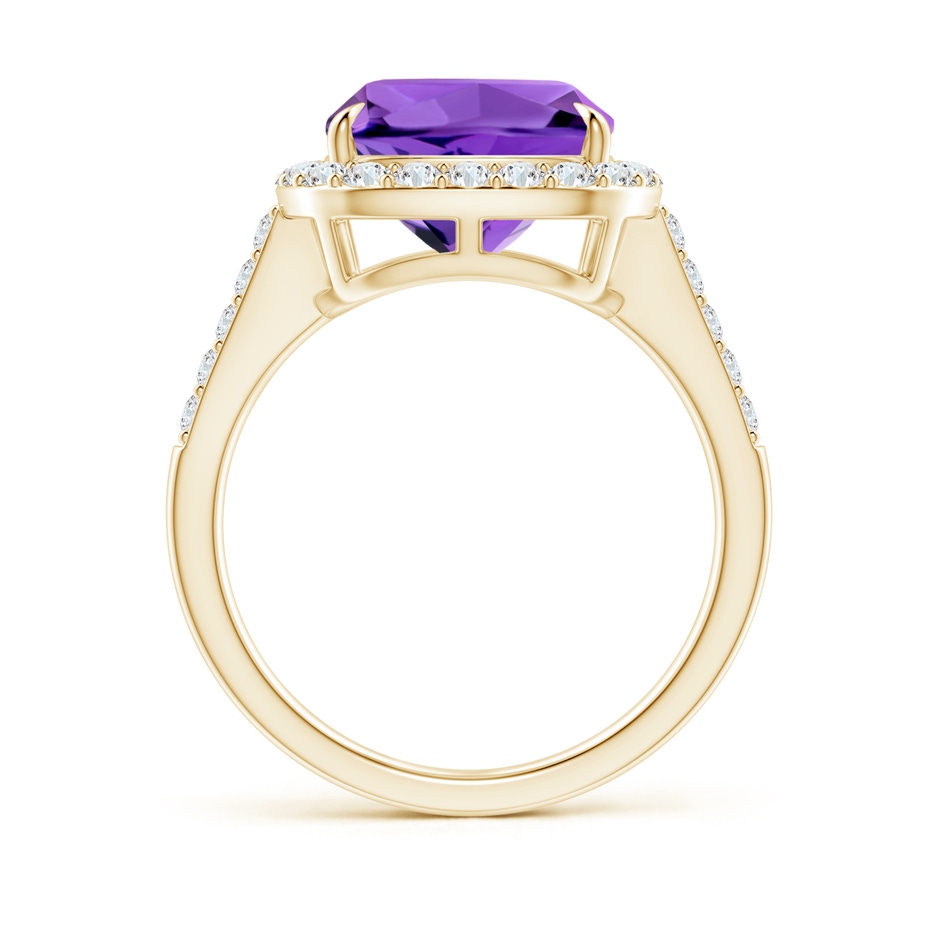 10mm AAAA Claw-Set Cushion Amethyst and Diamond Halo Ring in Yellow Gold side-1