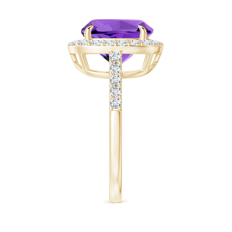 10mm AAAA Claw-Set Cushion Amethyst and Diamond Halo Ring in Yellow Gold side-2
