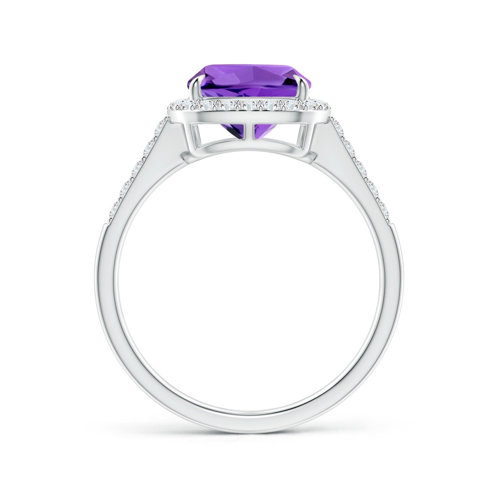 8mm AAAA Claw-Set Cushion Amethyst and Diamond Halo Ring in White Gold Side-1