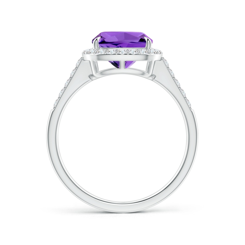 8mm AAAA Claw-Set Cushion Amethyst and Diamond Halo Ring in White Gold - side_1