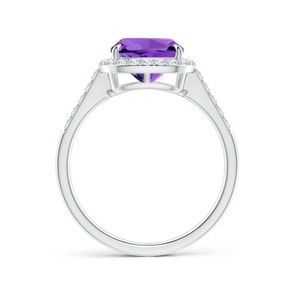 8mm AAAA Claw-Set Cushion Amethyst and Diamond Halo Ring in White Gold side-1