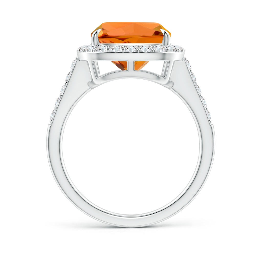 10mm AAAA Claw-Set Cushion Citrine and Diamond Halo Ring in P950 Platinum Side-1