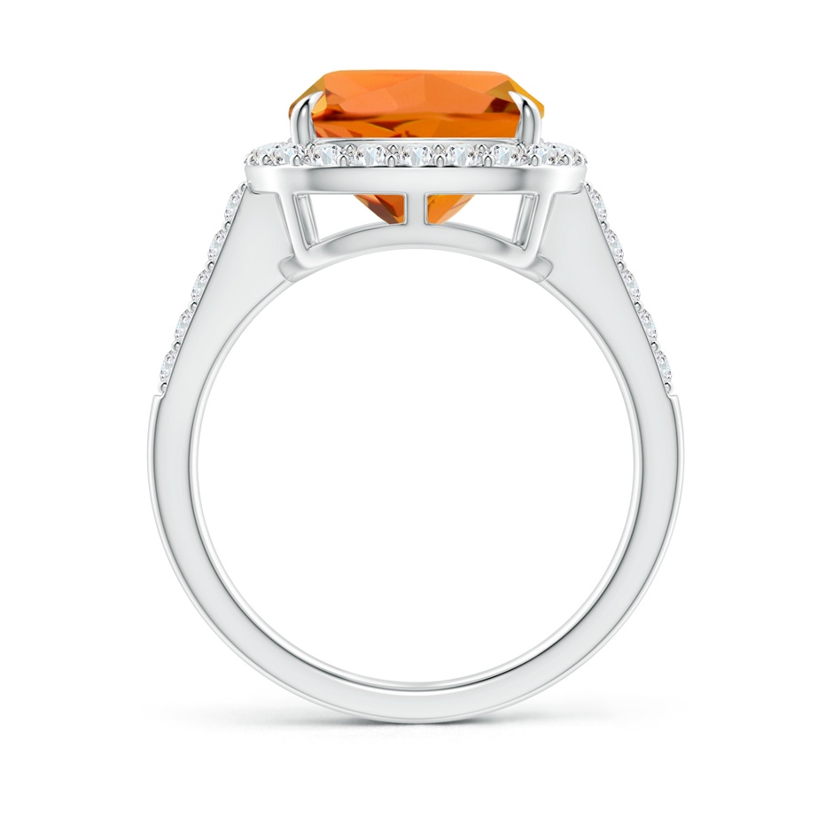 10mm AAAA Claw-Set Cushion Citrine and Diamond Halo Ring in P950 Platinum side-1