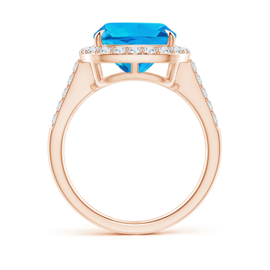 10mm AAAA Claw-Set Cushion Swiss Blue Topaz and Diamond Halo Ring in Rose Gold side-1