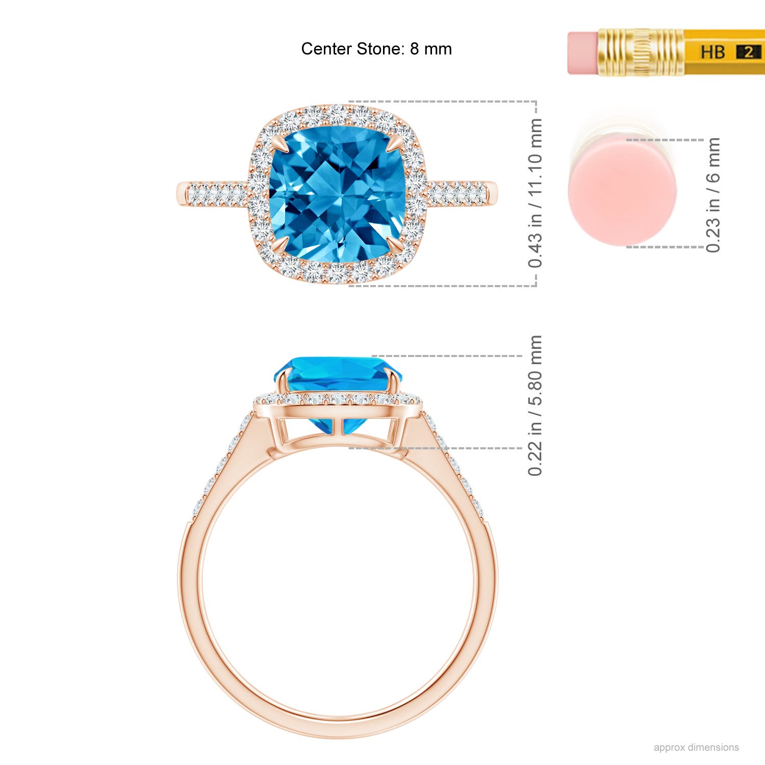 AAAA - Swiss Blue Topaz / 2.76 CT / 14 KT Rose Gold