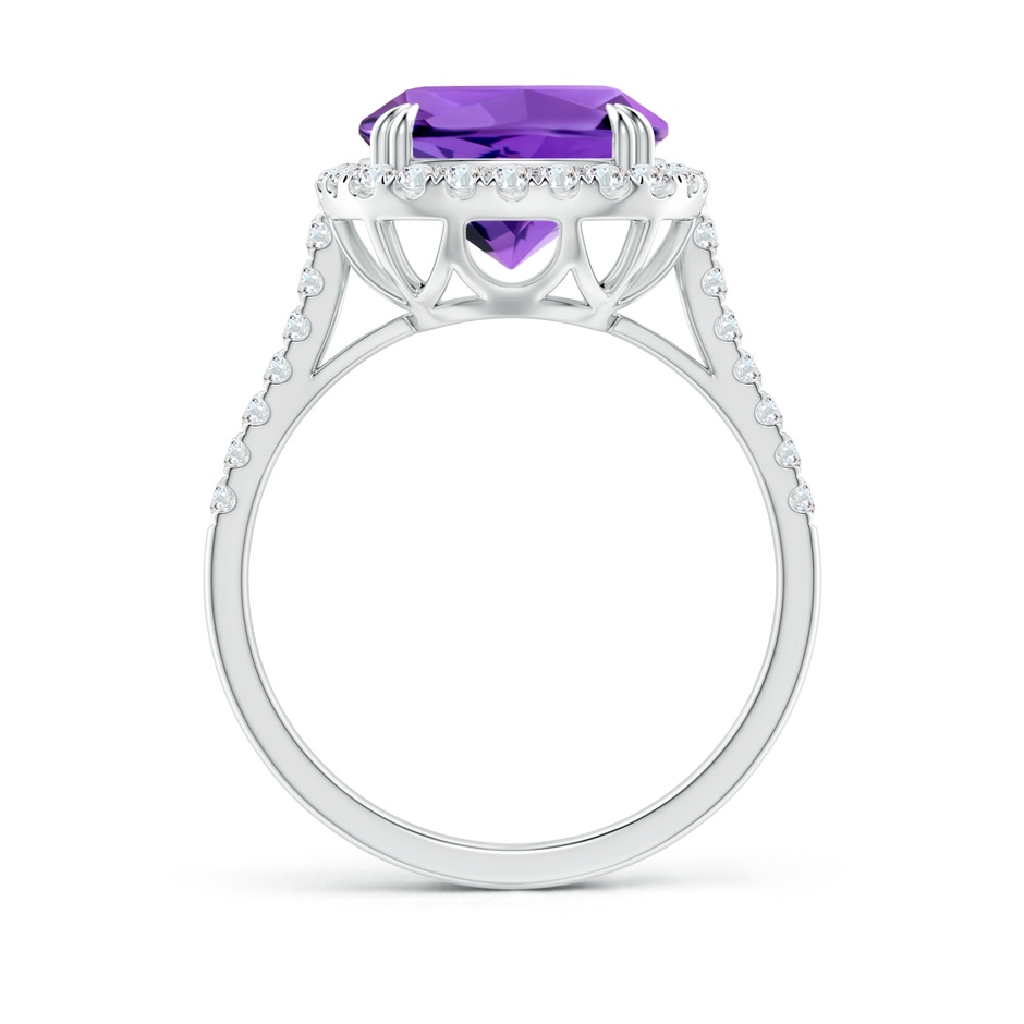 10mm AAAA Double Claw-Set Cushion Amethyst Ring with Diamond Halo in White Gold side-1