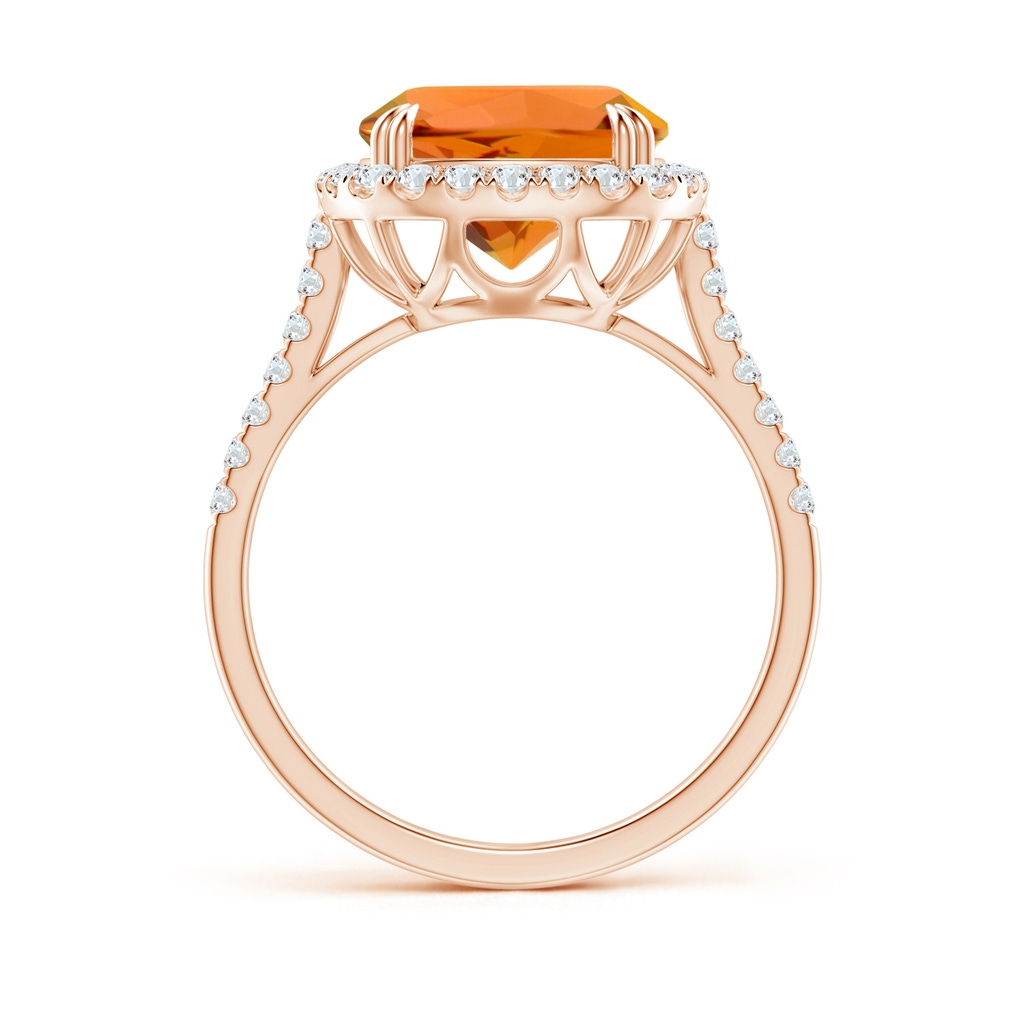 10mm AAAA Double Claw-Set Cushion Citrine Ring with Diamond Halo in Rose Gold - side_1