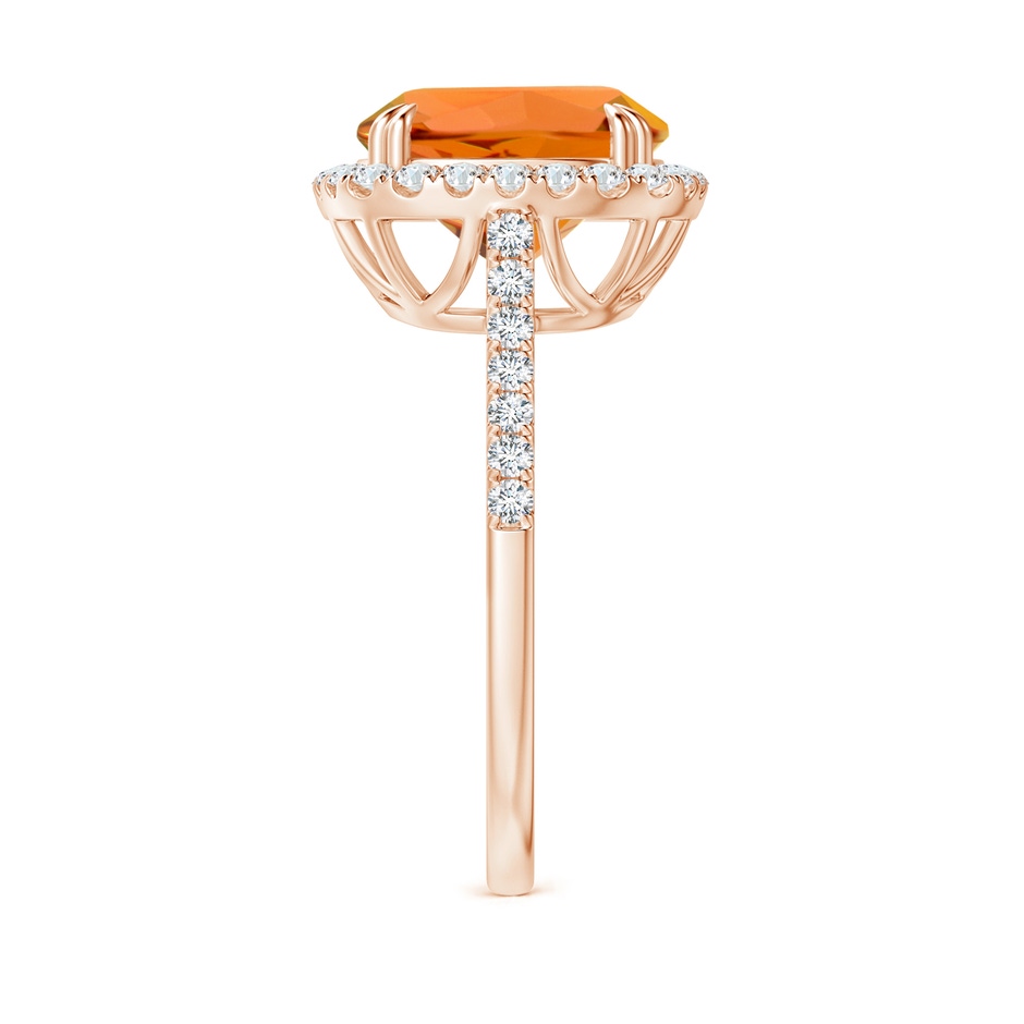 10mm AAAA Double Claw-Set Cushion Citrine Ring with Diamond Halo in Rose Gold side-2