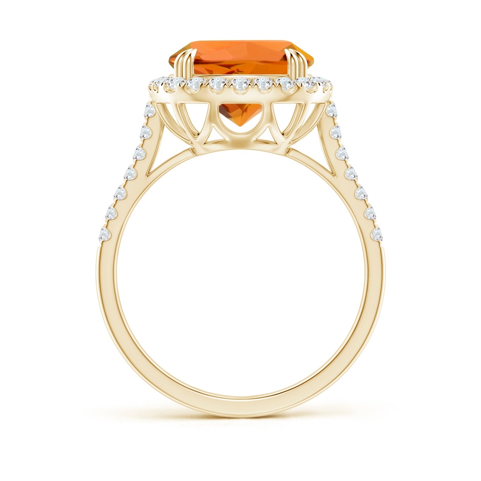 10mm AAAA Double Claw-Set Cushion Citrine Ring with Diamond Halo in Yellow Gold side-1