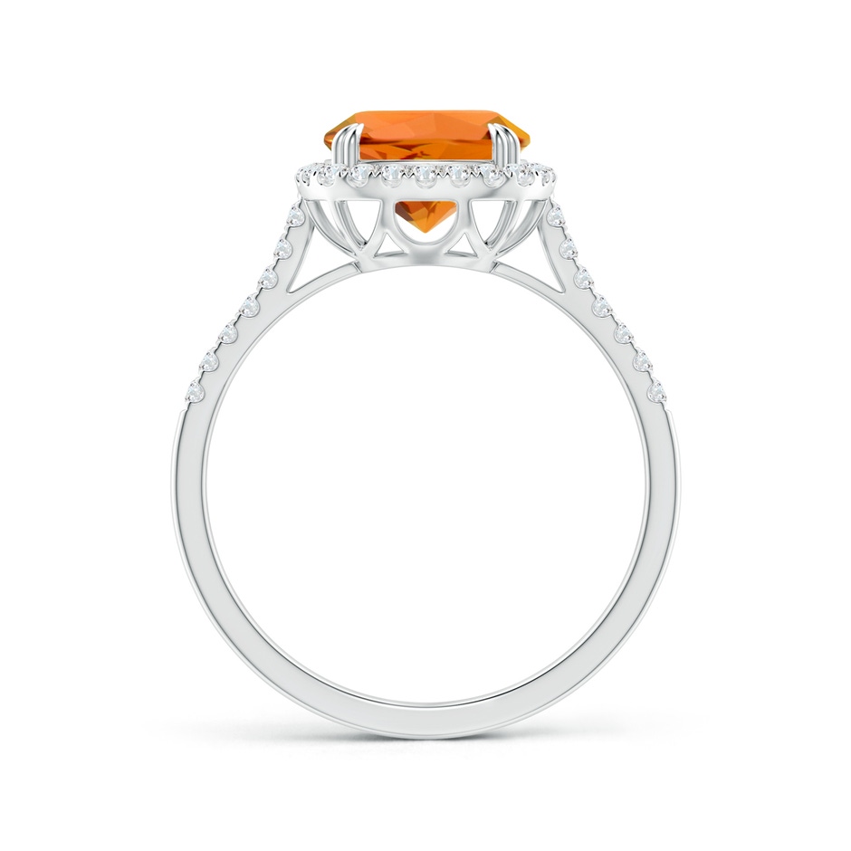 8mm AAAA Double Claw-Set Cushion Citrine Ring with Diamond Halo in P950 Platinum side-1