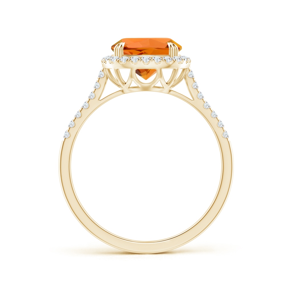 8mm AAAA Double Claw-Set Cushion Citrine Ring with Diamond Halo in Yellow Gold Side-1