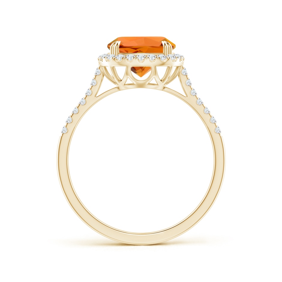 8mm AAAA Double Claw-Set Cushion Citrine Ring with Diamond Halo in Yellow Gold side-1