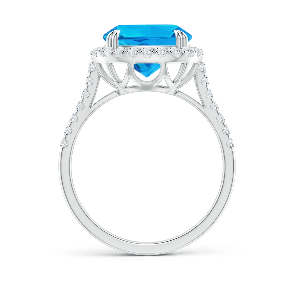 10mm AAAA Double Claw-Set Cushion Swiss Blue Topaz Ring with Diamond Halo in White Gold Side-1