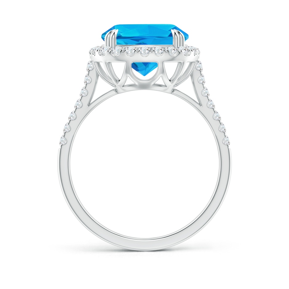 10mm AAAA Double Claw-Set Cushion Swiss Blue Topaz Ring with Diamond Halo in White Gold side-1