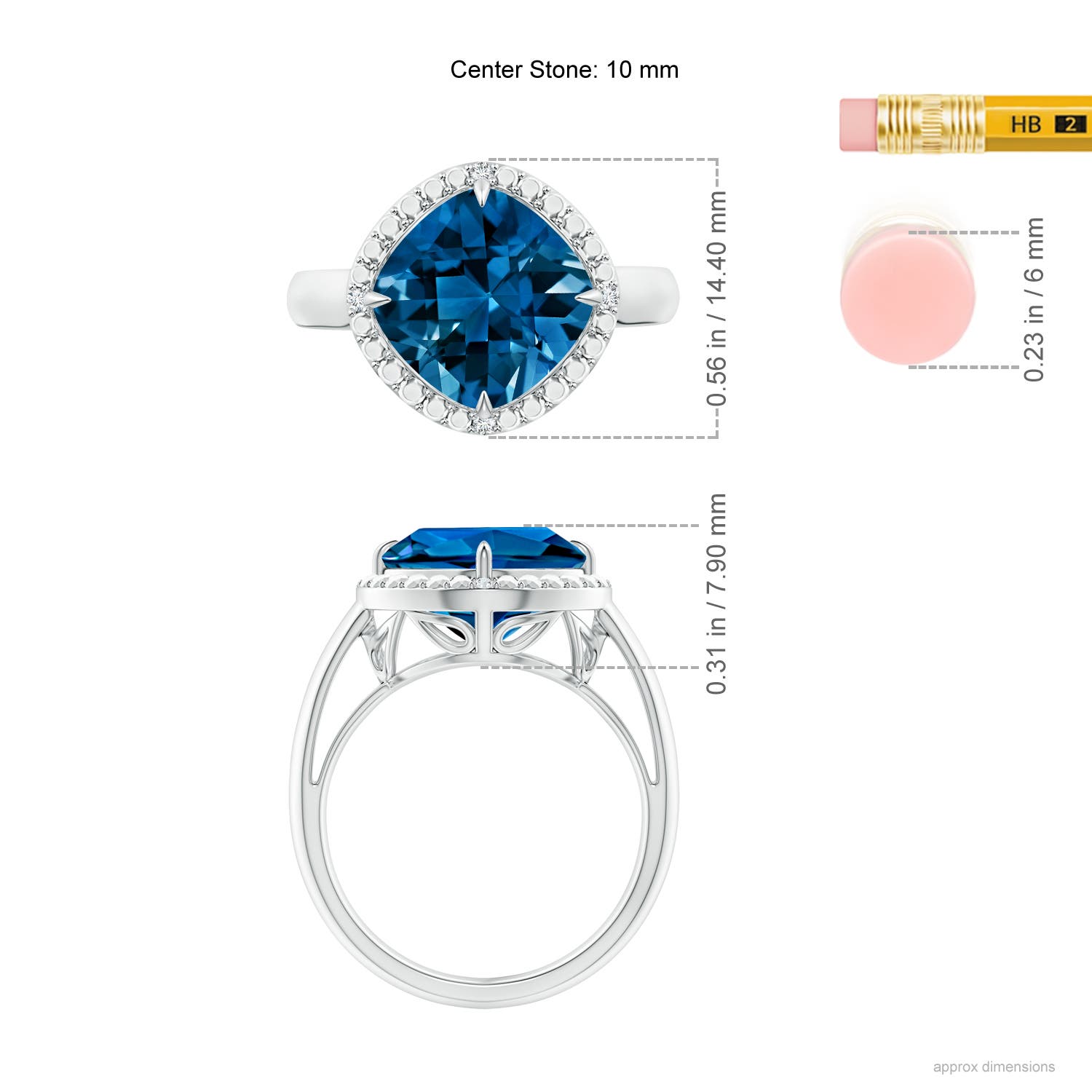 AAAA - London Blue Topaz / 4.42 CT / 14 KT White Gold