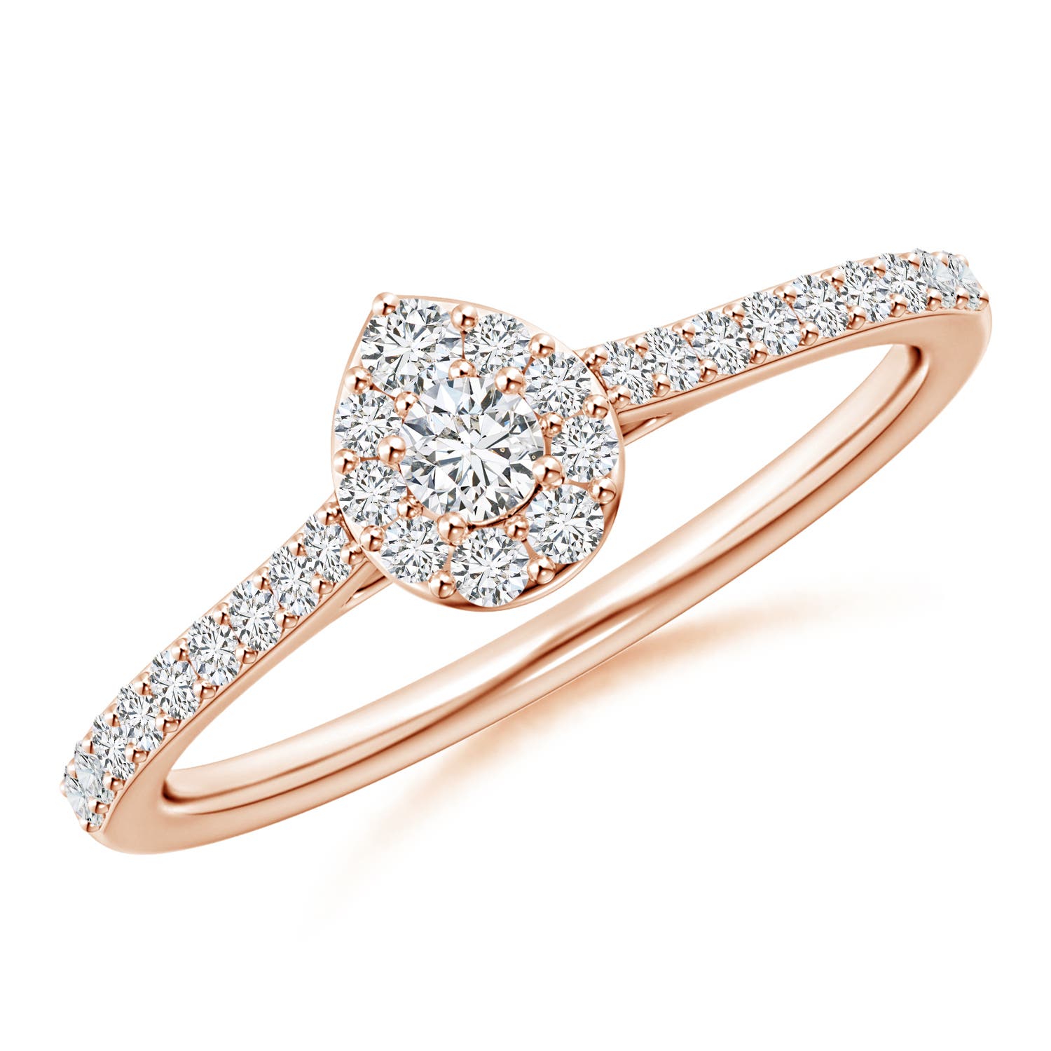 2.6mm HSI2 Diamond Cluster Pear-Shaped Engagement Ring in 18K Rose Gold