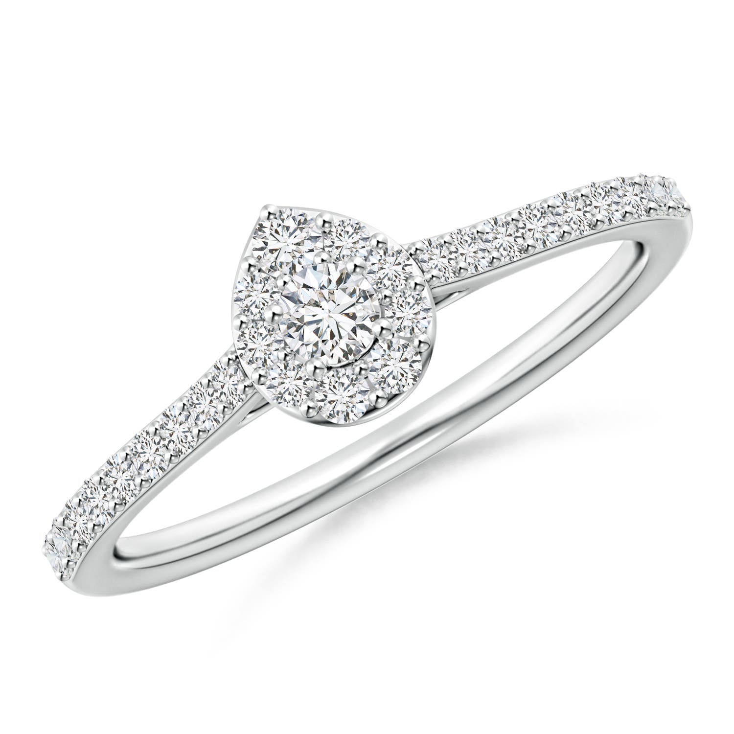 2.6mm HSI2 Diamond Cluster Pear-Shaped Engagement Ring in 18K White Gold
