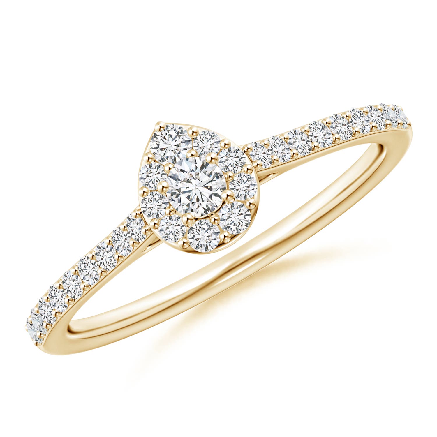 2.6mm HSI2 Diamond Cluster Pear-Shaped Engagement Ring in 18K Yellow Gold