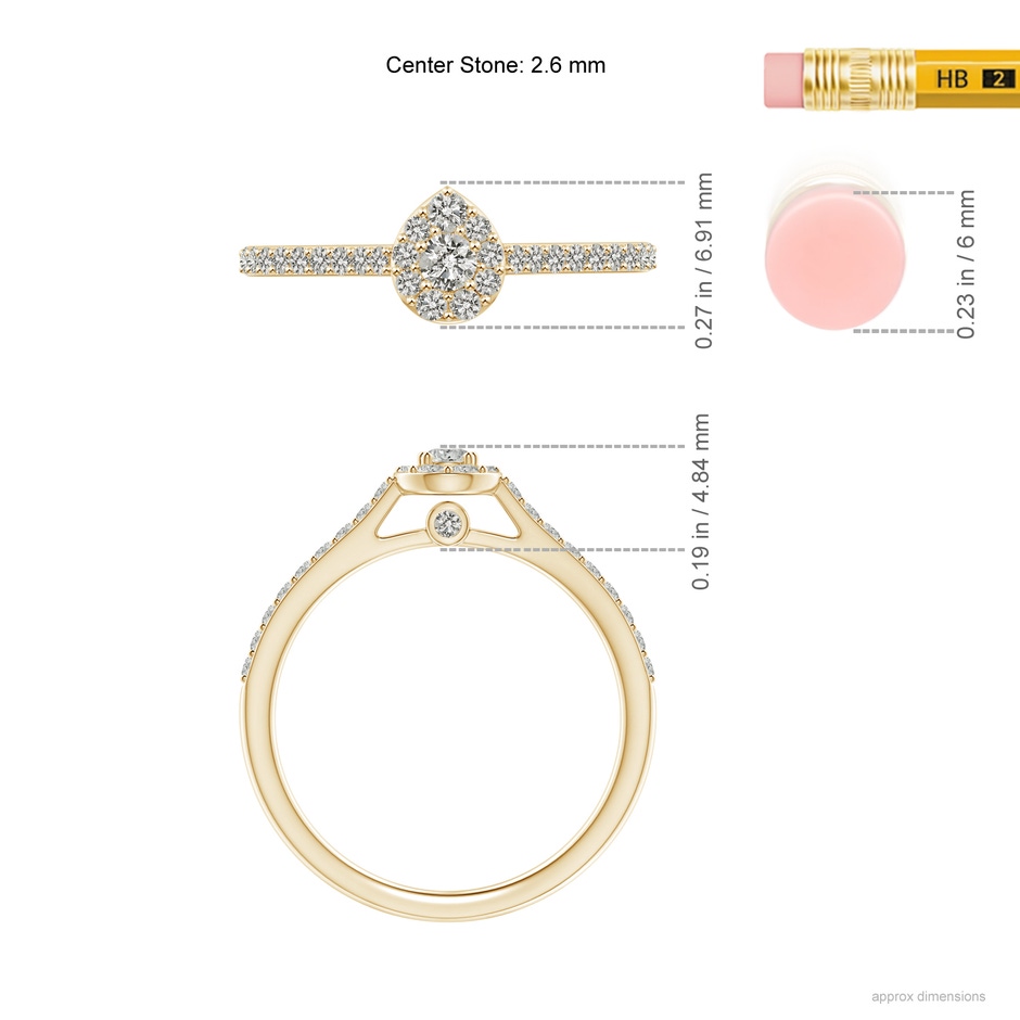 2.6mm KI3 Diamond Clustre Pear-Shaped Engagement Ring in Yellow Gold ruler
