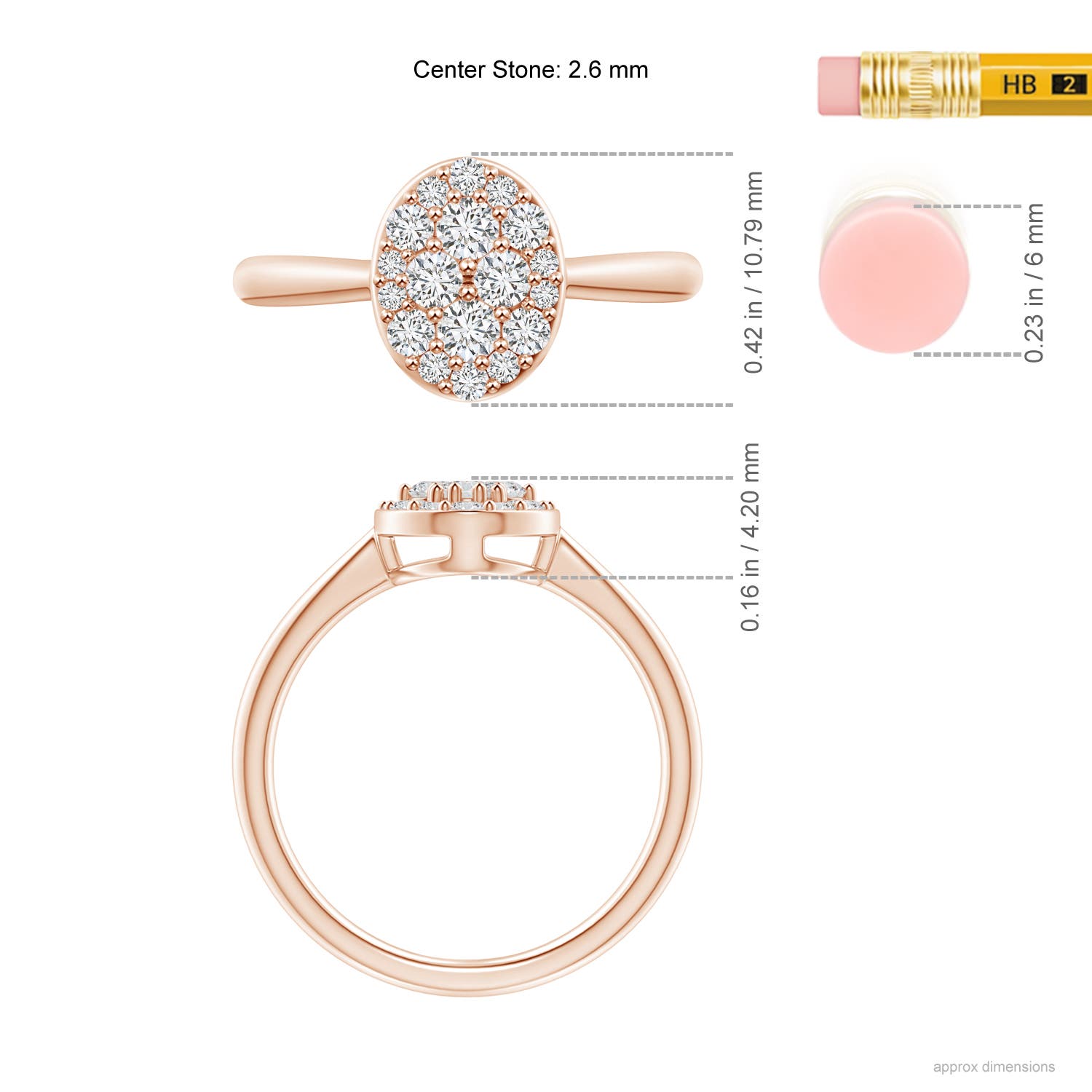 H, SI2 / 0.52 CT / 14 KT Rose Gold