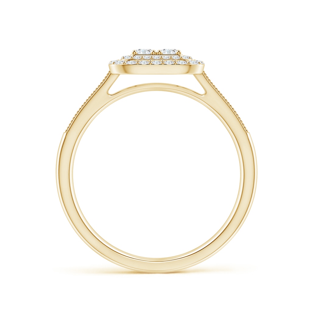 2.4mm GVS2 Diamond Clustre Cushion Engagement Ring with Double Halo in 10K Yellow Gold Side 1