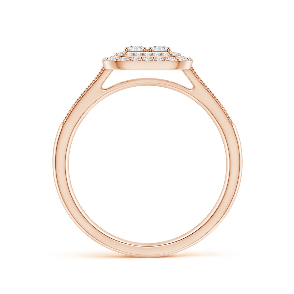 2.4mm GVS2 Diamond Clustre Cushion Engagement Ring with Double Halo in Rose Gold side 1