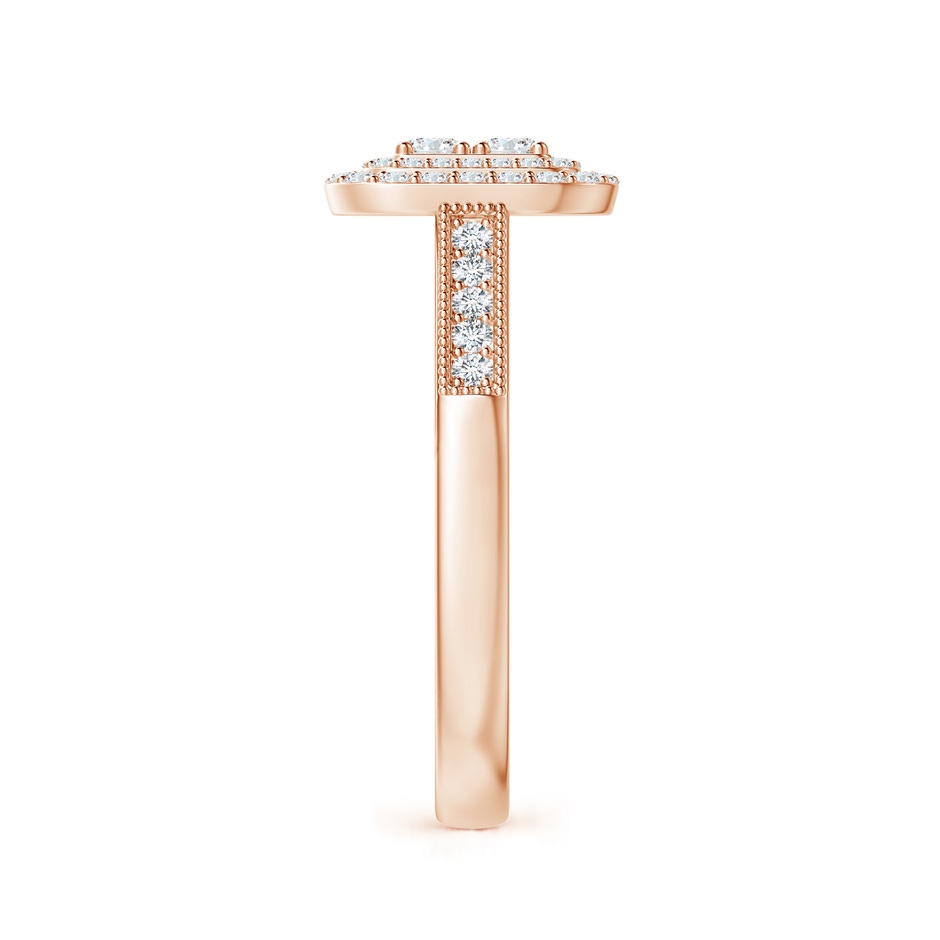 2.4mm GVS2 Diamond Clustre Cushion Engagement Ring with Double Halo in Rose Gold side 2