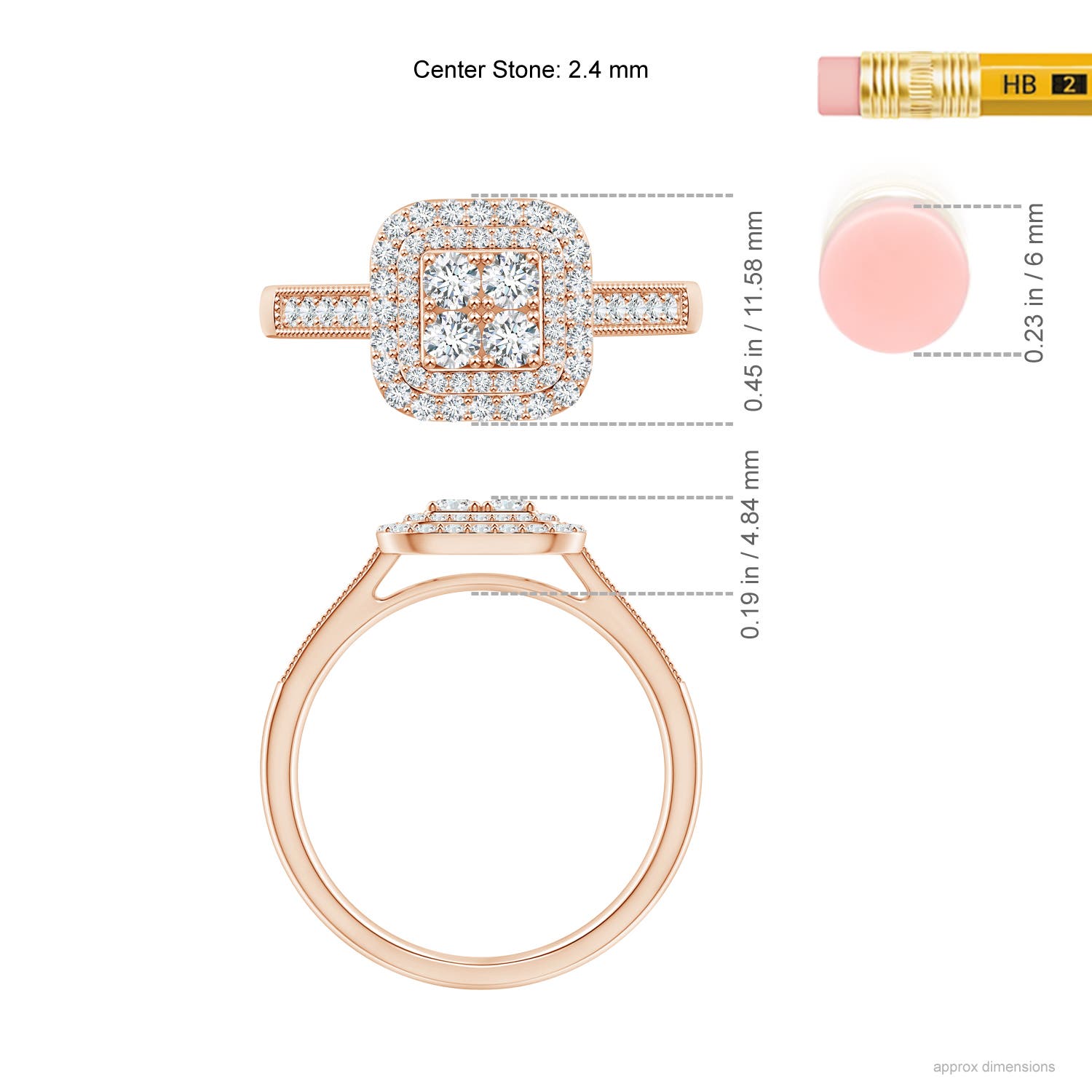 F-G, VS / 0.62 CT / 14 KT Rose Gold