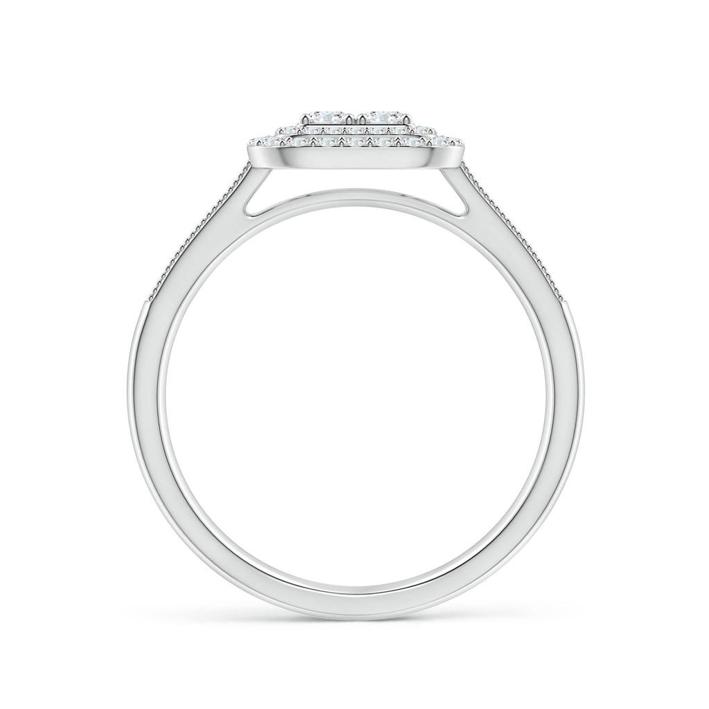 2.4mm GVS2 Diamond Clustre Cushion Engagement Ring with Double Halo in White Gold Side 1