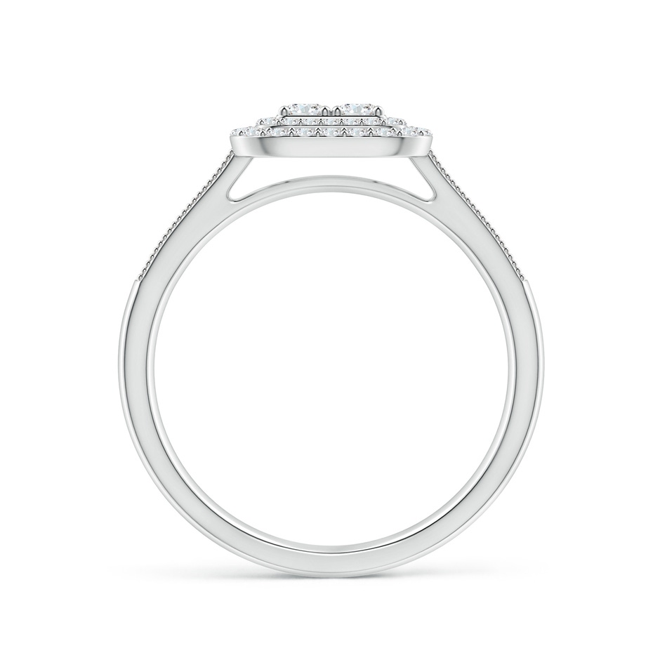 2.4mm GVS2 Diamond Clustre Cushion Engagement Ring with Double Halo in White Gold side 1