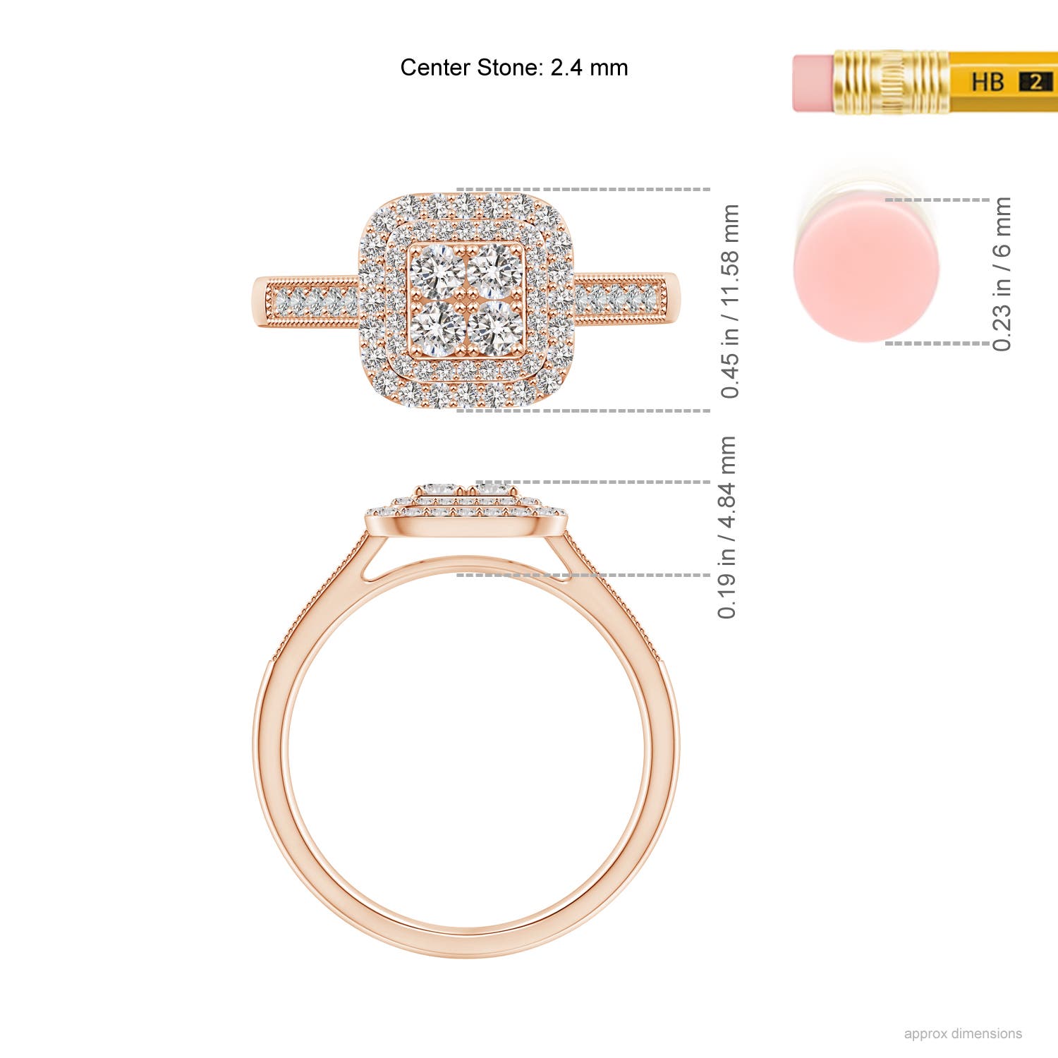 I-J, I1-I2 / 0.63 CT / 14 KT Rose Gold