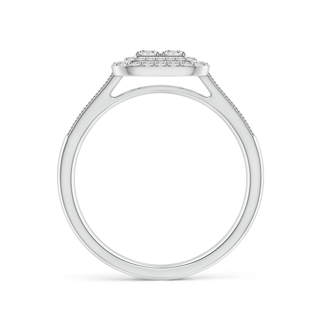 2.4mm IJI1I2 Diamond Clustre Cushion Engagement Ring with Double Halo in White Gold Side 1