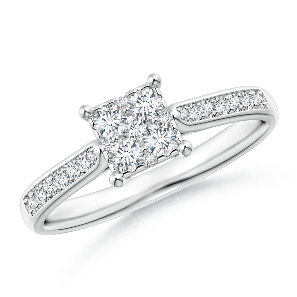 2.3mm GVS2 Square Cluster Diamond Engagement Ring in White Gold