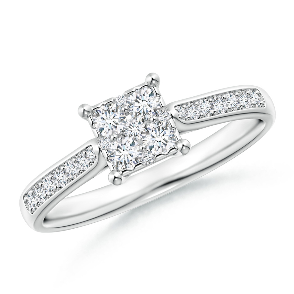 2.3mm GVS2 Square Cluster Diamond Engagement Ring in White Gold 