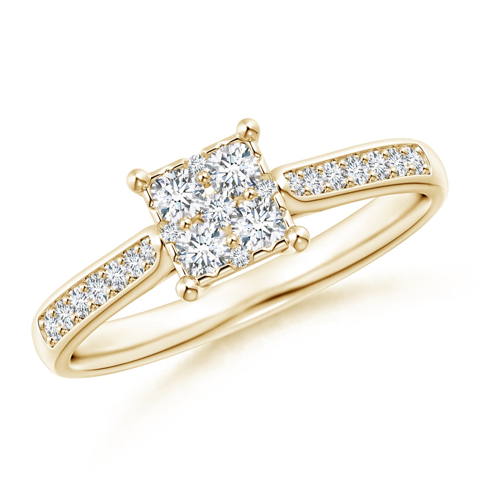 2.3mm GVS2 Square Cluster Diamond Engagement Ring in Yellow Gold 