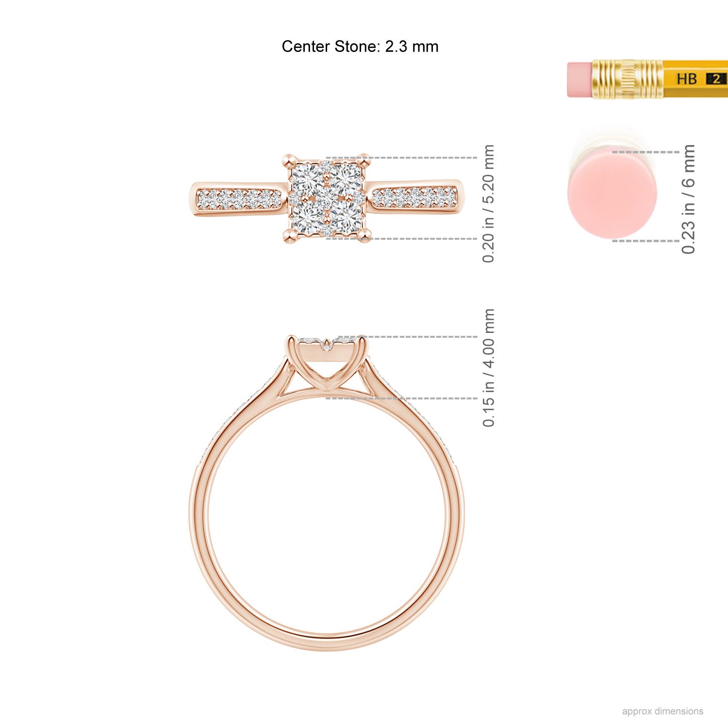 H, SI2 / 0.36 CT / 14 KT Rose Gold