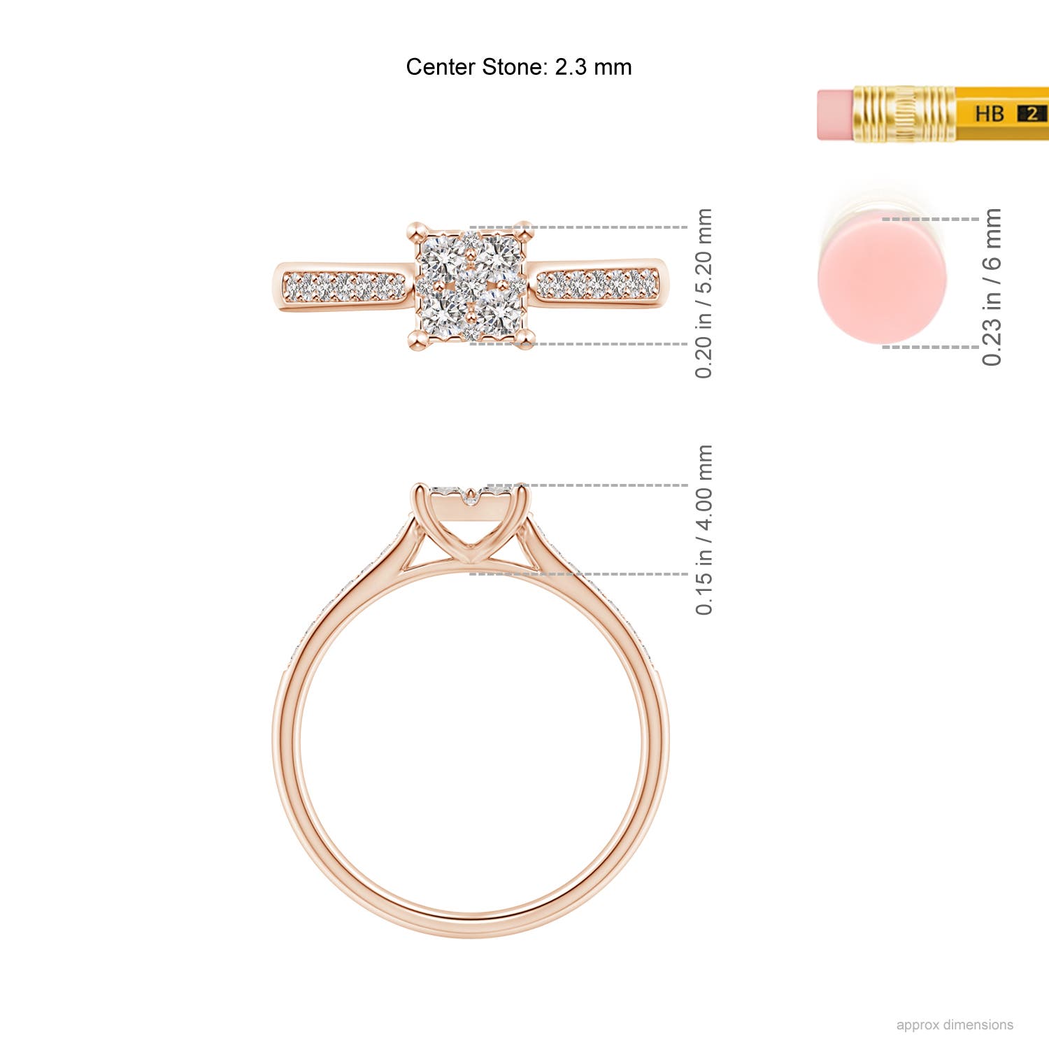 I-J, I1-I2 / 0.36 CT / 14 KT Rose Gold