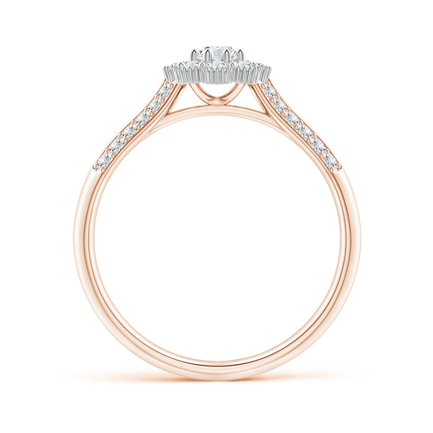 3.1mm GVS2 Floral Cluster Diamond Two Tone Engagement Ring with Milgrain in Rose Gold White Gold
