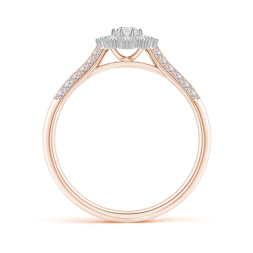 3.1mm HSI2 Floral Cluster Diamond Two Tone Engagement Ring with Milgrain in Rose Gold White Gold Side 1